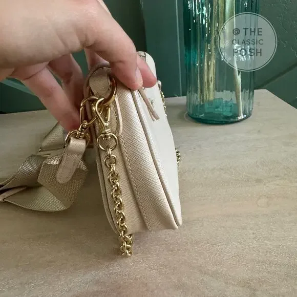 EUC Prada Re-edition Saffiano Mini Beige Crossbody Bag Gold HW - Picture 9 of 12